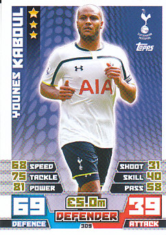 Younes Kaboul Tottenham Hotspur 2014/15 Topps Match Attax #309